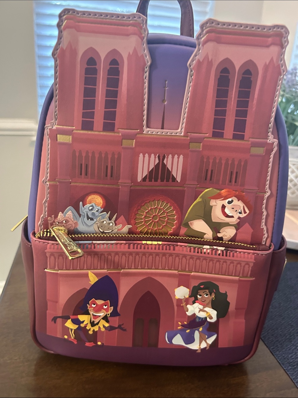 Disney Loungefly Pink & Purple Hunchback of Notre Dame Mini Backpack